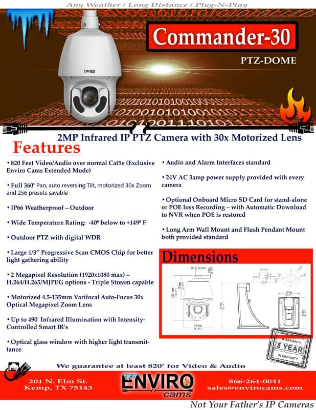 Commander 30 PTZ Spec Page | EnviroCams