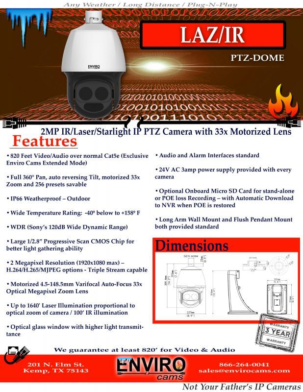 LAZIR 33 PTZ Spec Page | EnviroCams