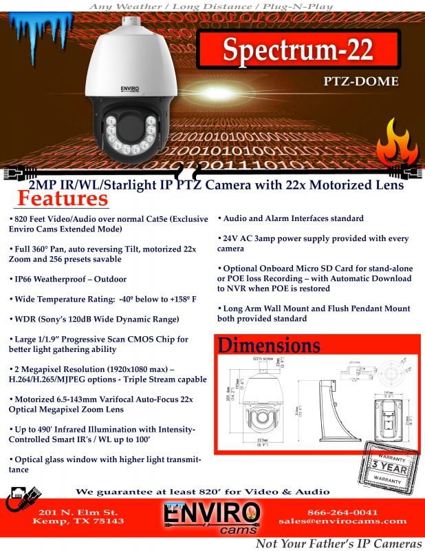 Spectrum 22 PTZ Spec Page | EnviroCams