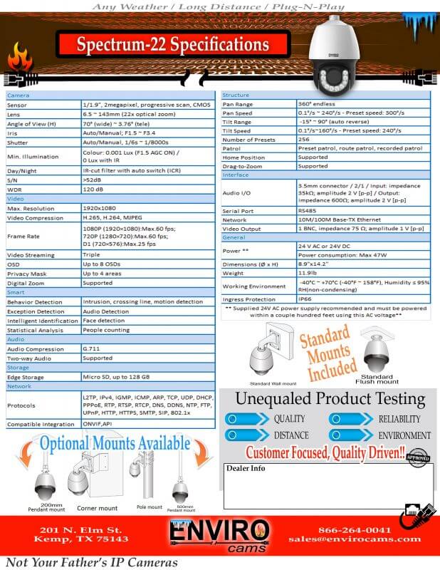 Spectrum 22 PTZ Spec Page | EnviroCams