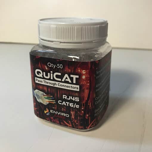 50 Count bottle QuiCAT RJ45 CAT6 Pass Through | EnviroCams