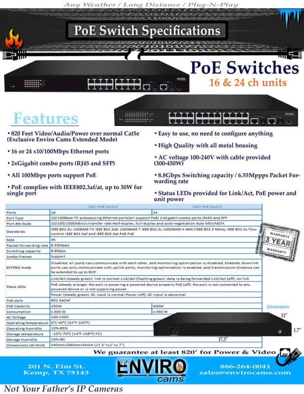 PoE Switch Specs | EnviroCams