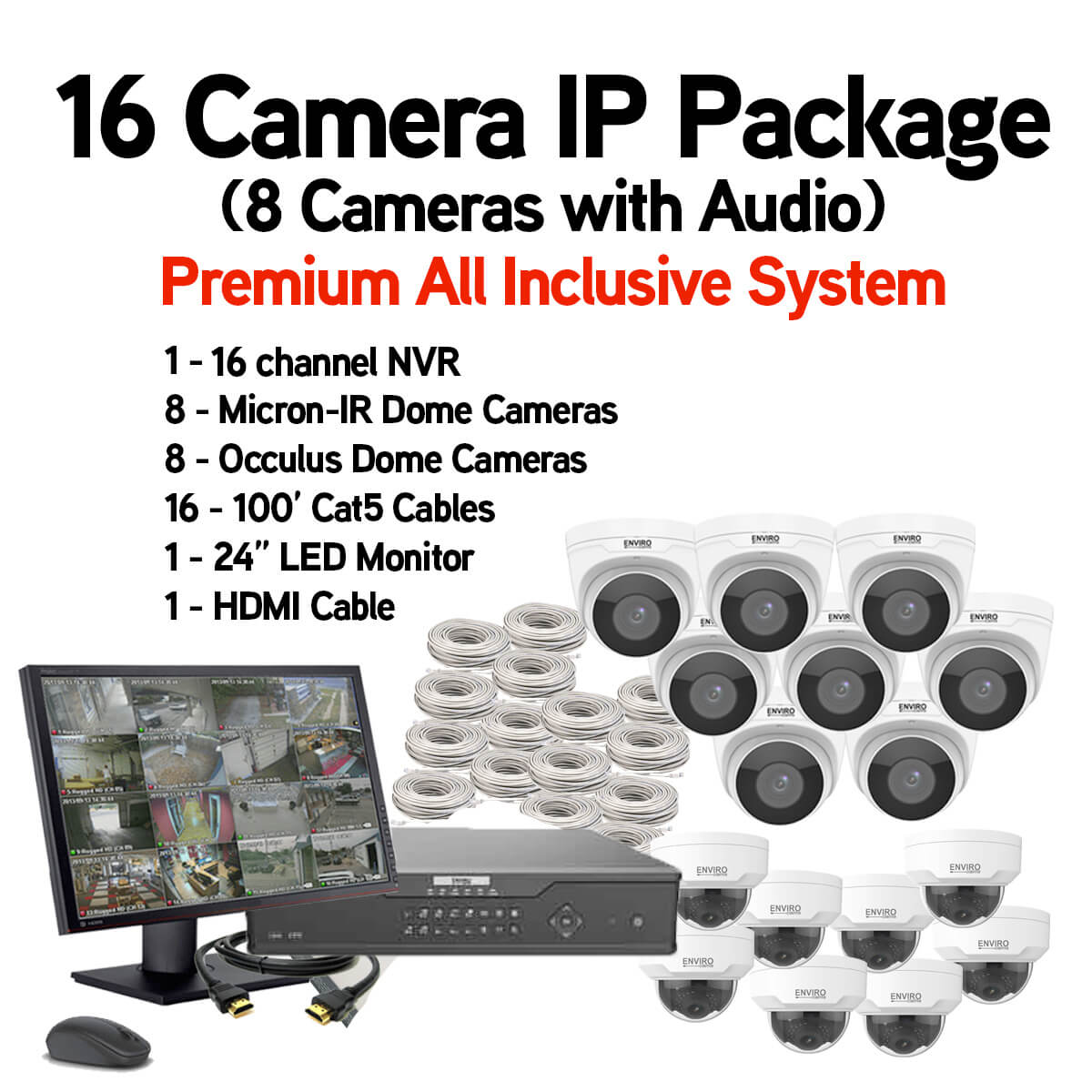 16 Camera IP Package with 8 Audio | EnviroCams