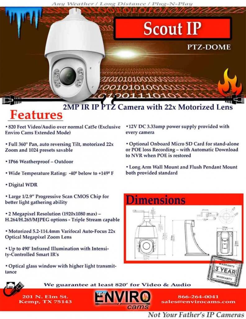 Scout IP PTZ Specs Small | EnviroCams