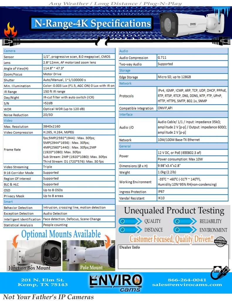 NRange 4K Spec Page | EnviroCams