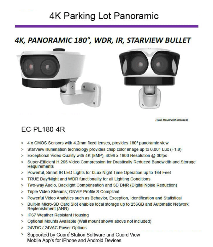 4K Parking Lot Panoramic Specs | EnviroCams